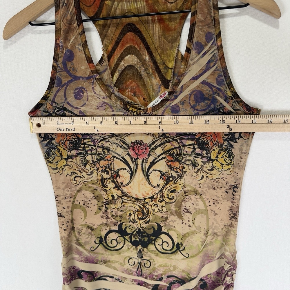 Vtg Y2K Body Central Top Womens M Rose Graphic Fairy Grunge Rock Dark Feminine - Picture 12 of 13